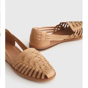 NIB New QUINCE 100% Leather Tan Huarache Woven Flat $70 USD 9.5